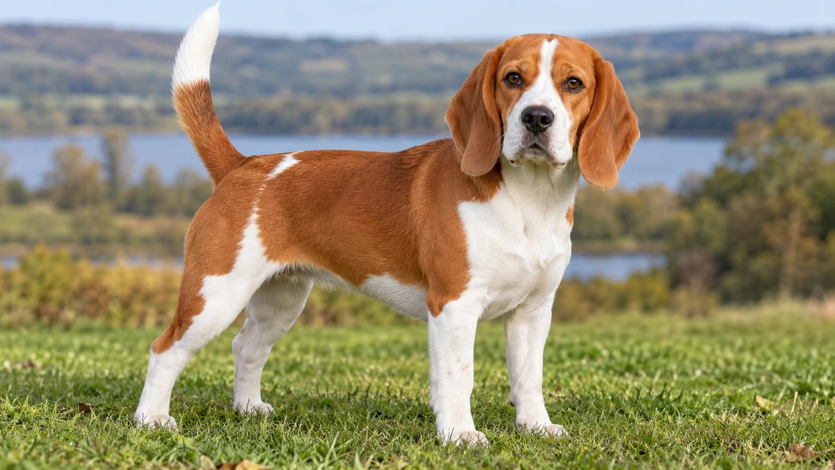 Beagle köpek — kırmızı-beyaz renk