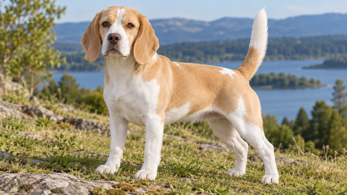 Beagle köpek — limon-beyaz renk