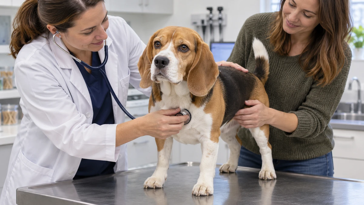 Beagle köpek — veteriner kontrolü